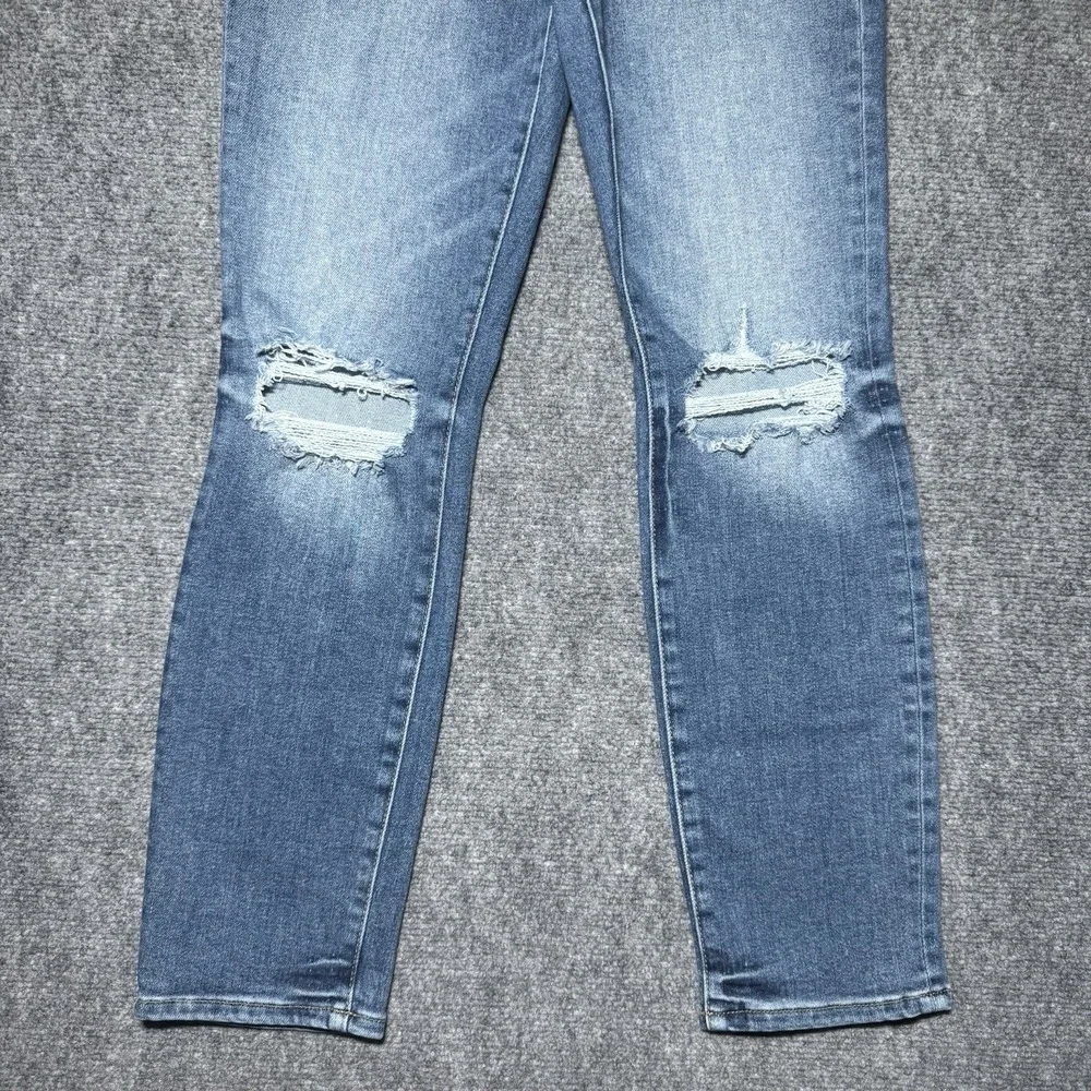 Good American Slim Straight Jeans Women 6/28 Blue Fade Denim Distressed 26x27